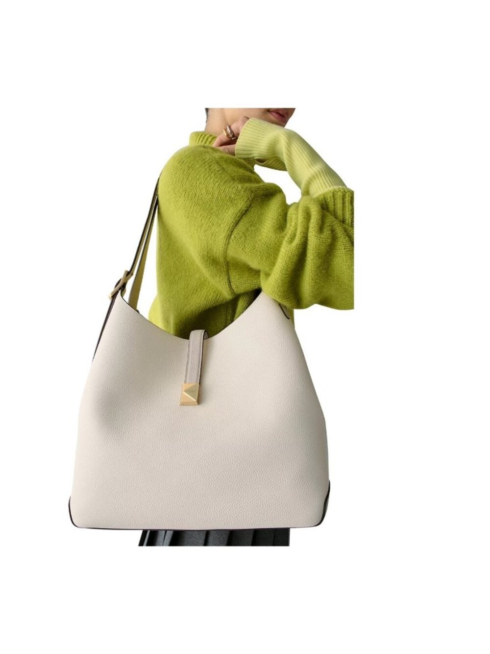 KATE SPADE NY Deco pebbled leather colorblock medium shoulder bag - Cashew milk - Picture 3 of 13